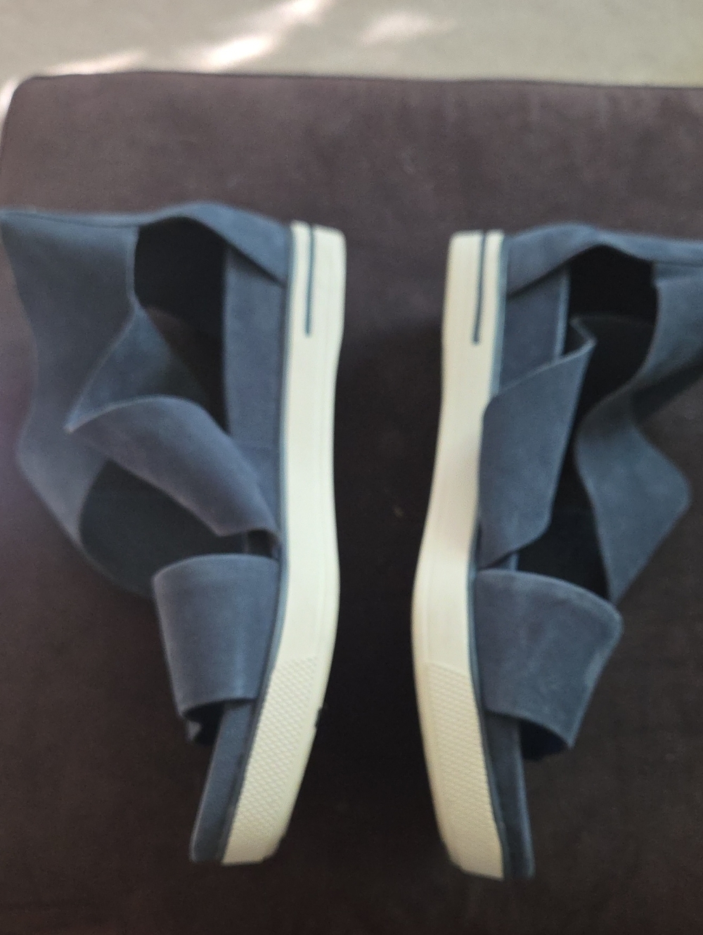 Eileen Fisher Blue Nubuck Platform Sandal 9 - Picture 6 of 10